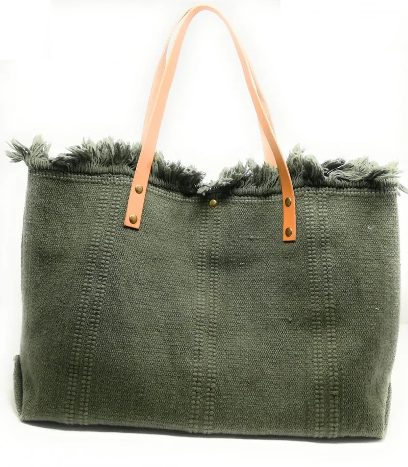 Sac de plage cabas en tissu IBIZA Kaki