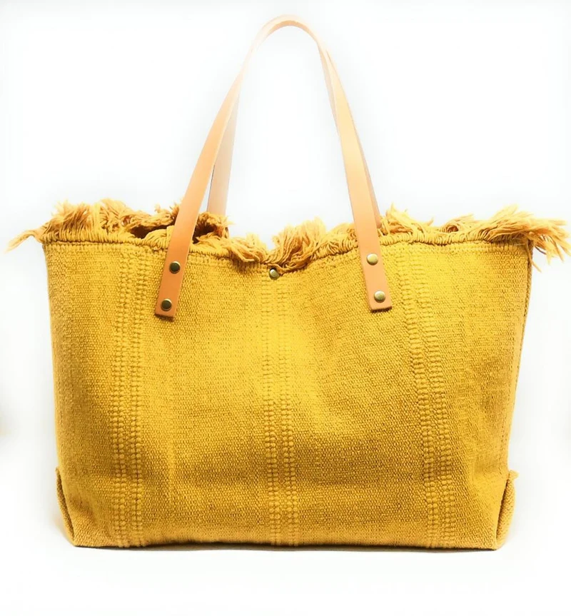 Sac de plage cabas en tissu IBIZA Jaune tournesol