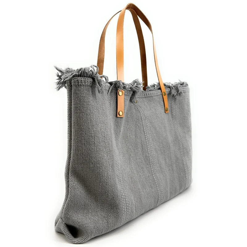 Sac de plage cabas en tissu IBIZA Gris clair