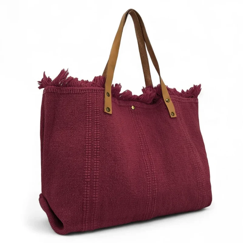 Sac de plage cabas en tissu IBIZA Bordeaux