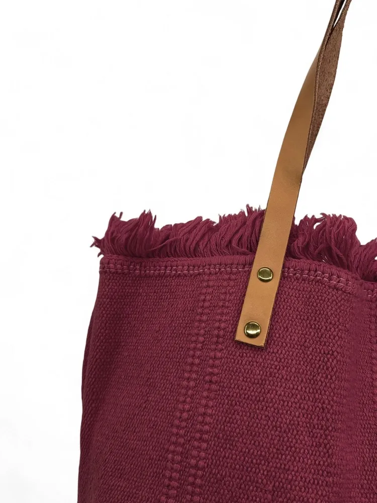 Sac de plage cabas en tissu IBIZA Bordeaux