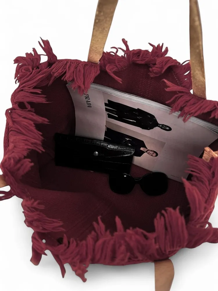 Sac de plage cabas en tissu IBIZA Bordeaux