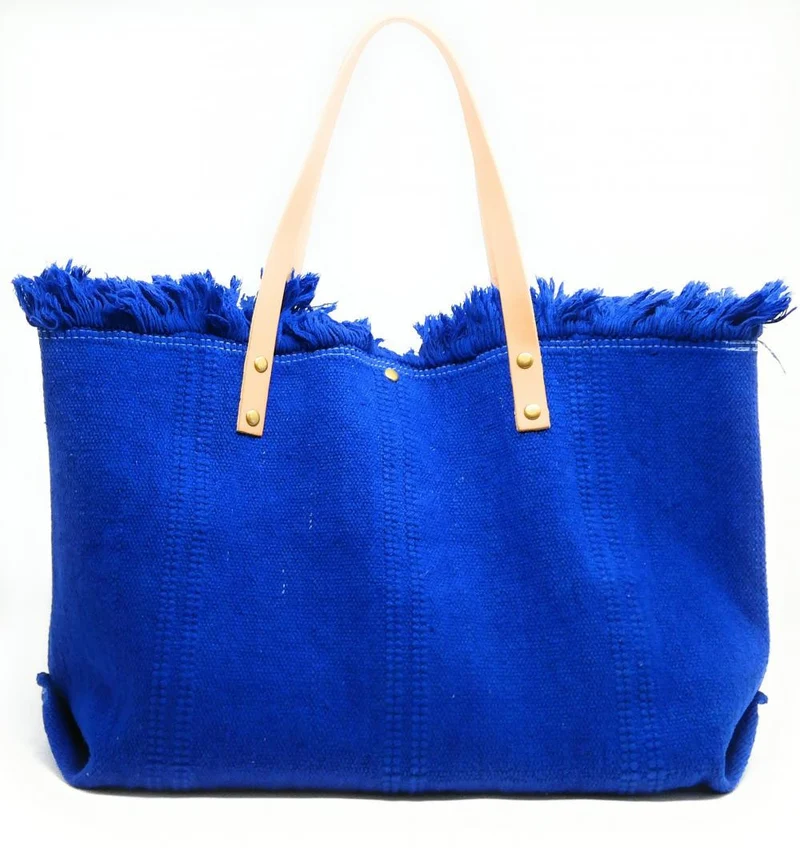 Sac de plage cabas en tissu IBIZA Bleu roi