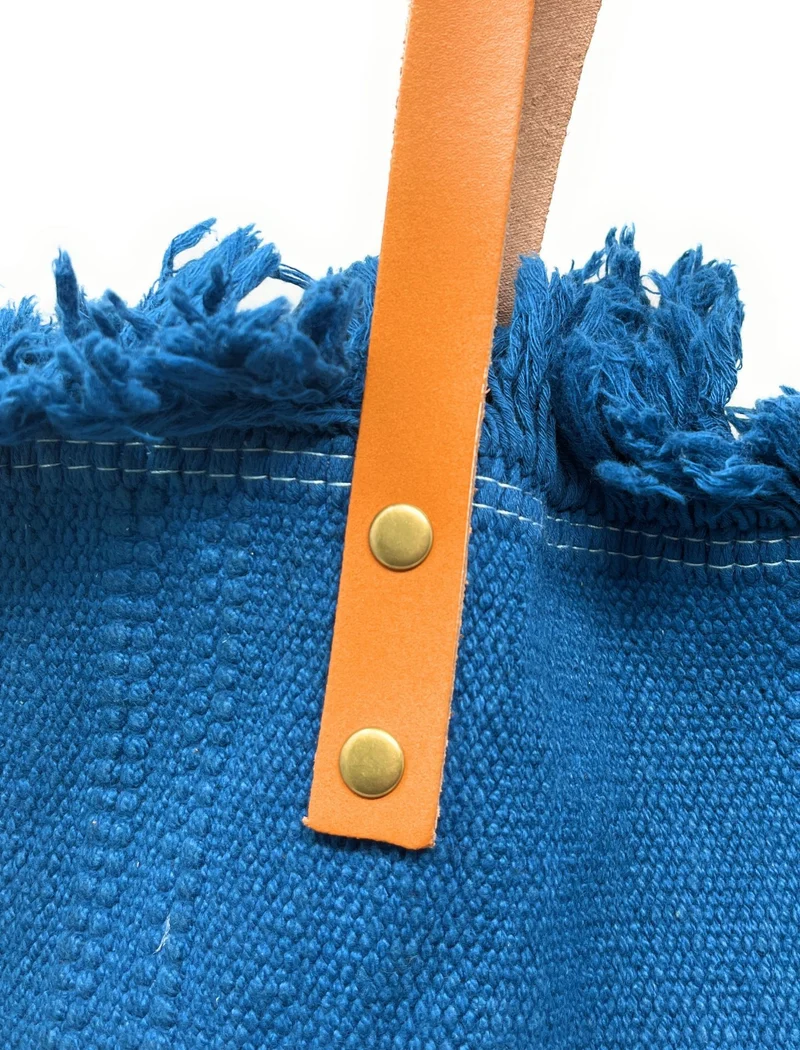 Sac de plage cabas en tissu IBIZA Bleu paon