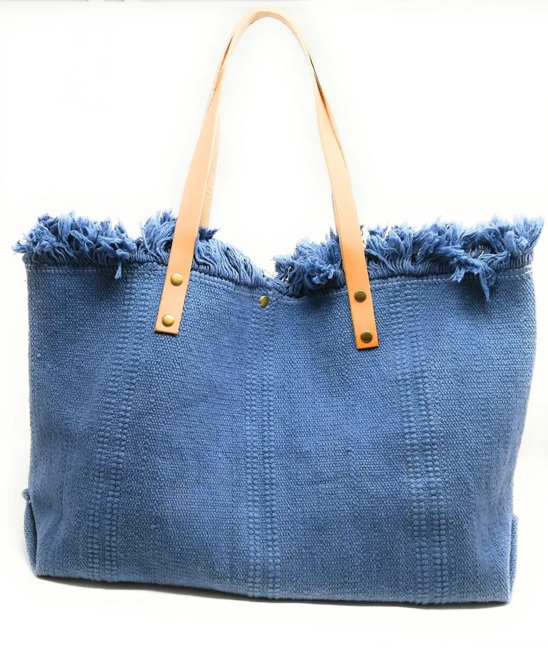 Sac de plage cabas en tissu IBIZA Bleu denim