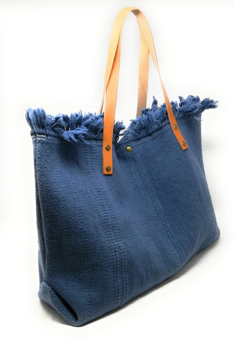 Sac de plage cabas en tissu IBIZA Bleu denim