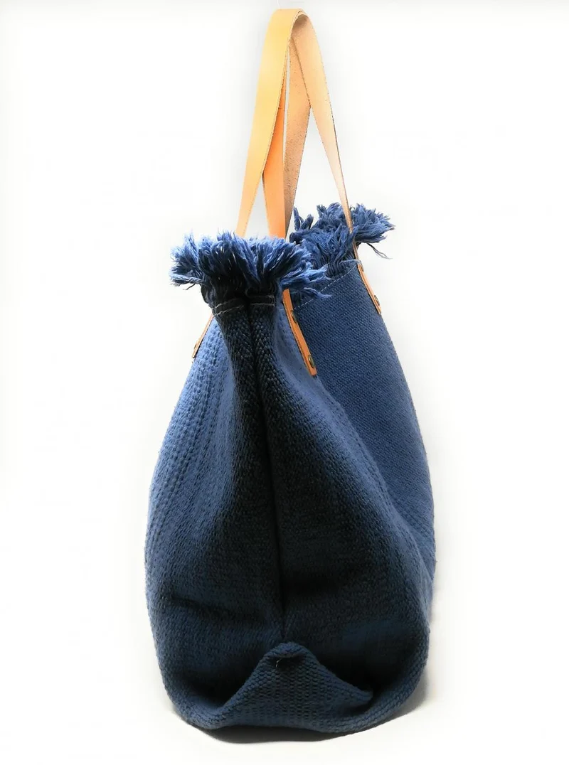 Sac de plage cabas en tissu IBIZA Bleu denim