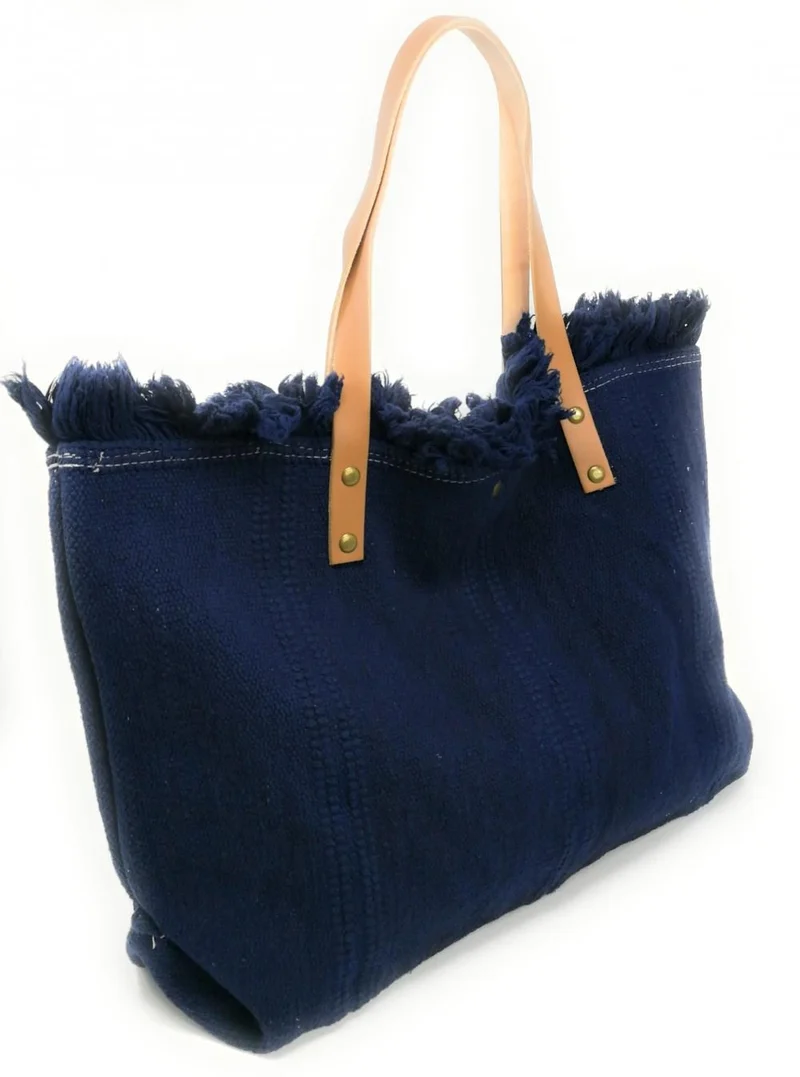 Sac de plage cabas en tissu IBIZA Bleu marine