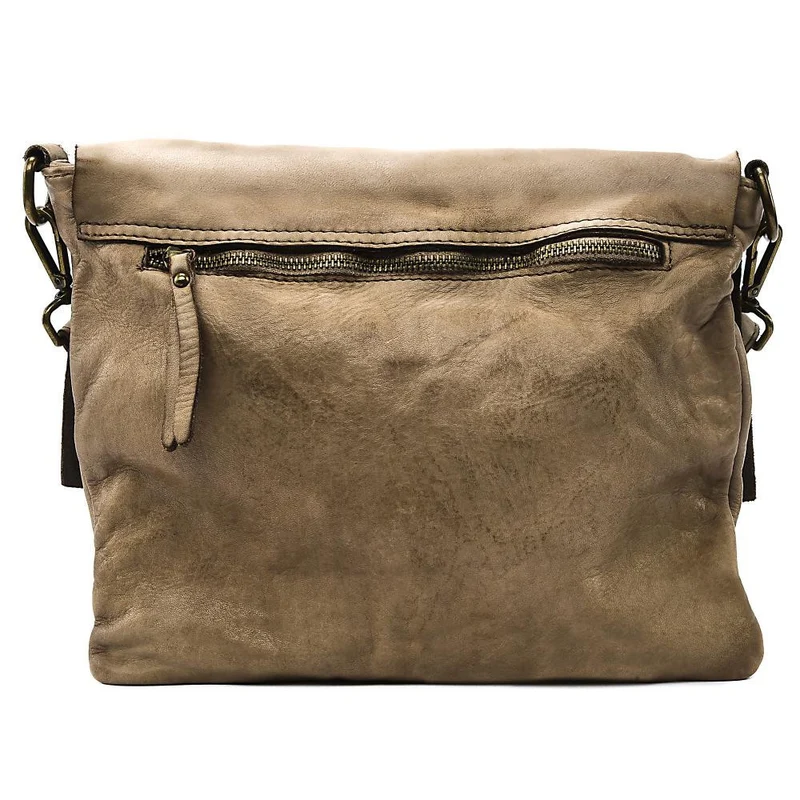 Sac besace à bandoulière en cuir vintage MISS COQUETTE Taupe clair