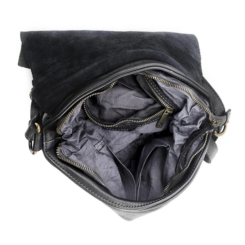 Sac besace à bandoulière en cuir vintage MISS COQUETTE Noir