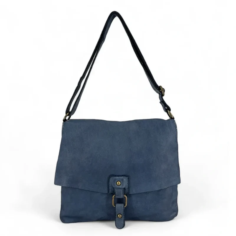 Sac besace à bandoulière en cuir vintage MISS COQUETTE Bleu profond