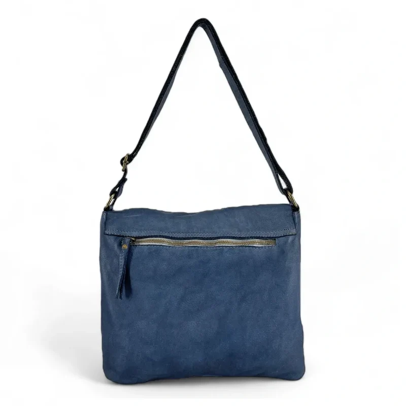 Sac besace à bandoulière en cuir vintage MISS COQUETTE Bleu profond
