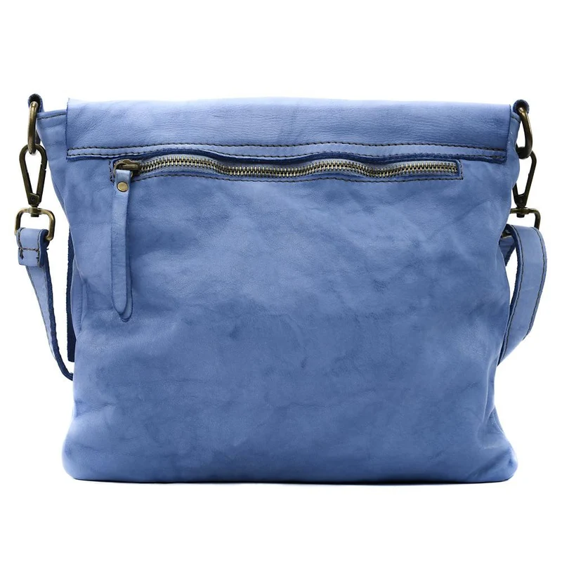 Sac besace à bandoulière en cuir vintage MISS COQUETTE Bleu pastel