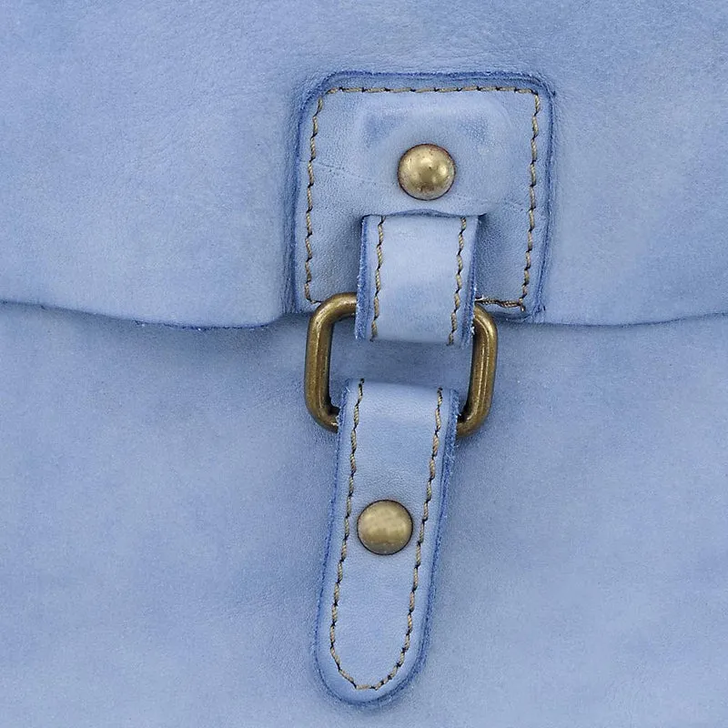 Sac besace à bandoulière en cuir vintage MISS COQUETTE Bleu pastel