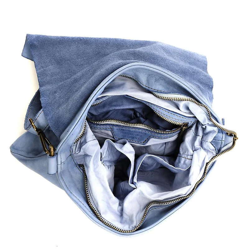 Sac besace à bandoulière en cuir vintage MISS COQUETTE Bleu pastel