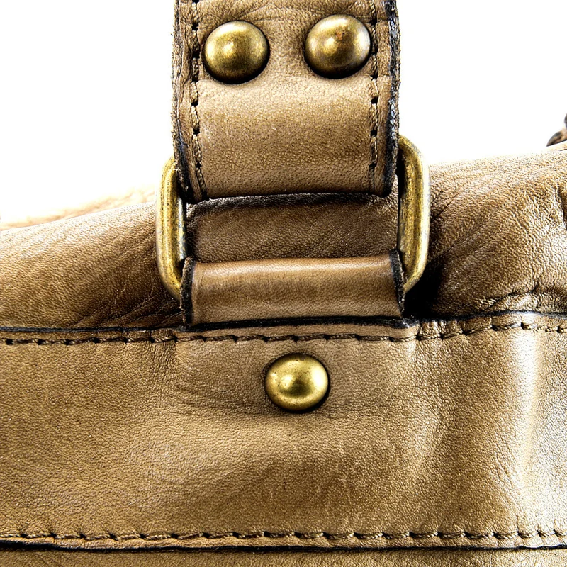 Sac en cuir vintage MISS EUGENIE Taupe