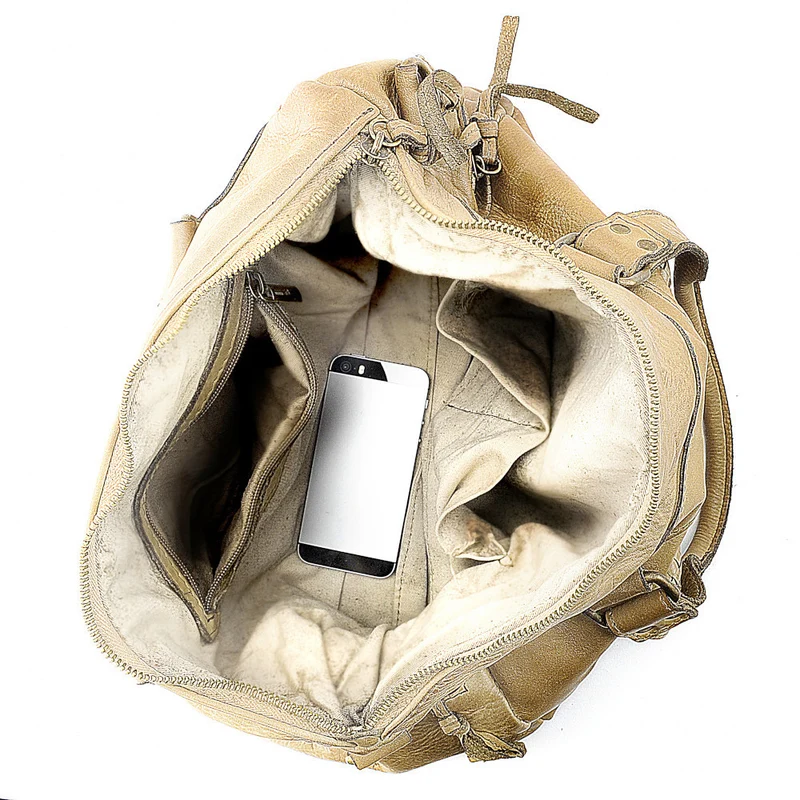 Sac en cuir vintage MISS EUGENIE Taupe