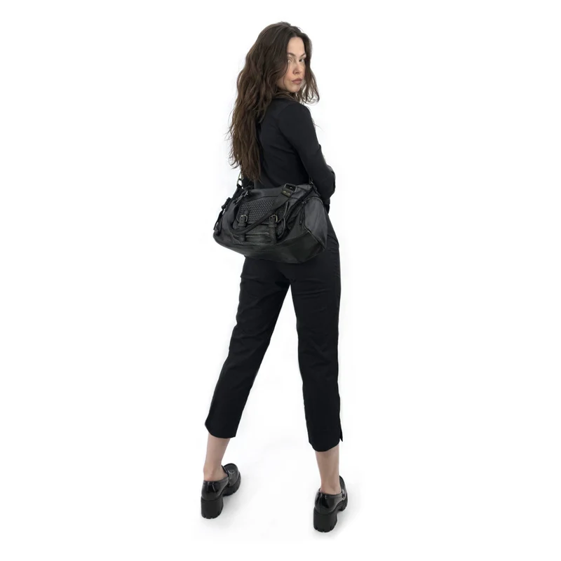 Sac en cuir vintage MISS EUGENIE Noir