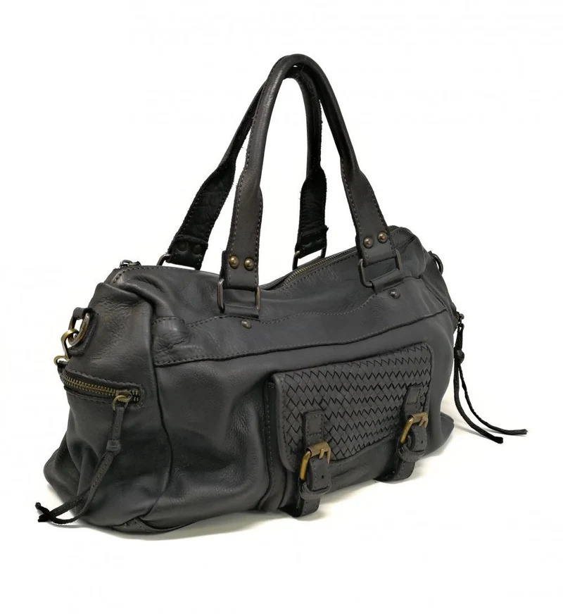 Sac en cuir vintage MISS EUGENIE Noir