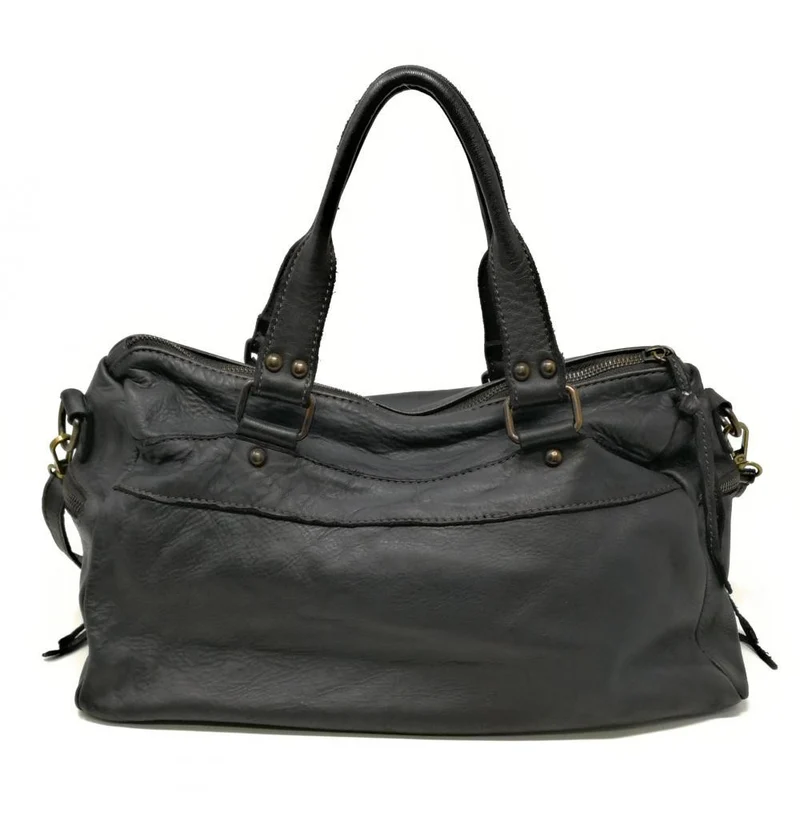Sac en cuir vintage MISS EUGENIE Noir
