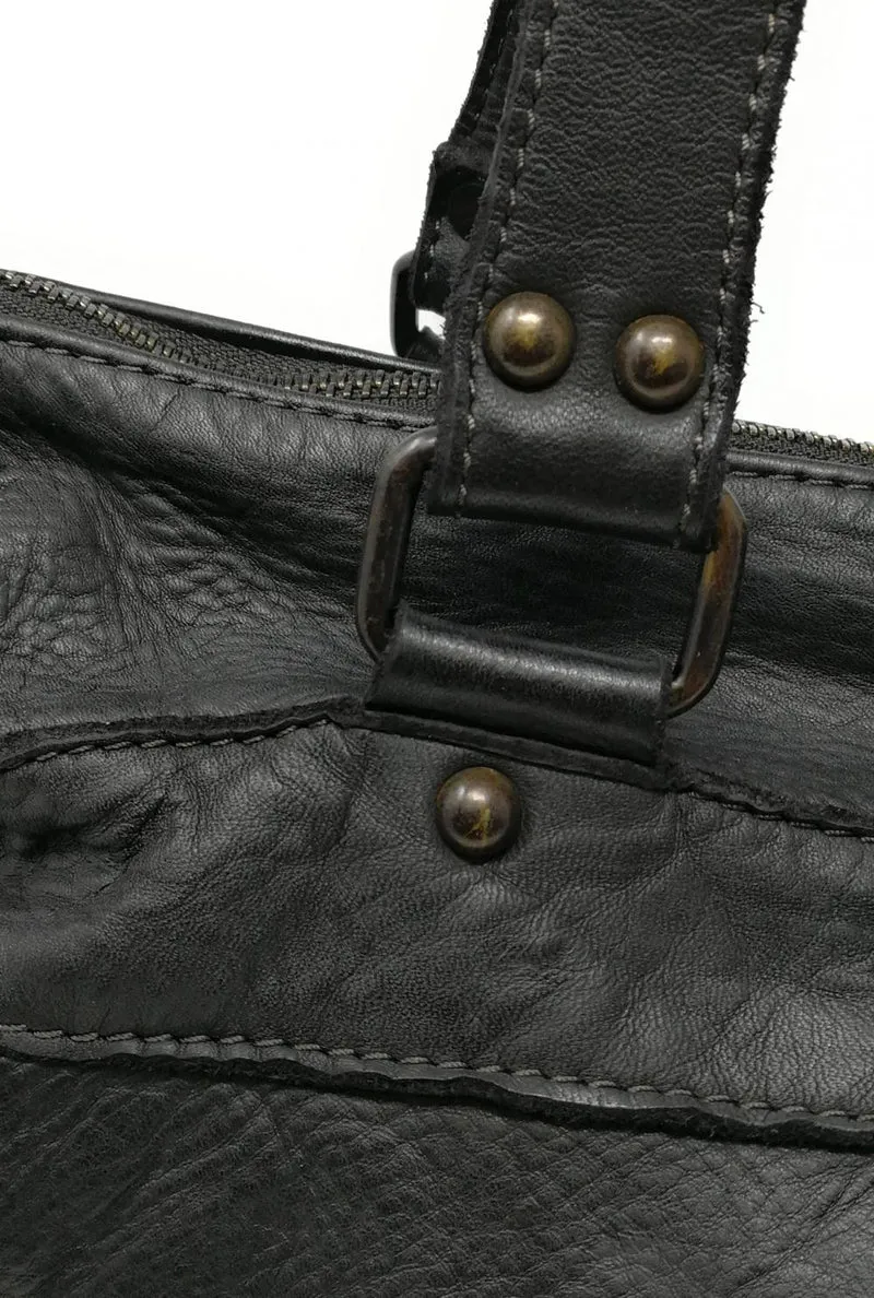 Sac en cuir vintage MISS EUGENIE Noir