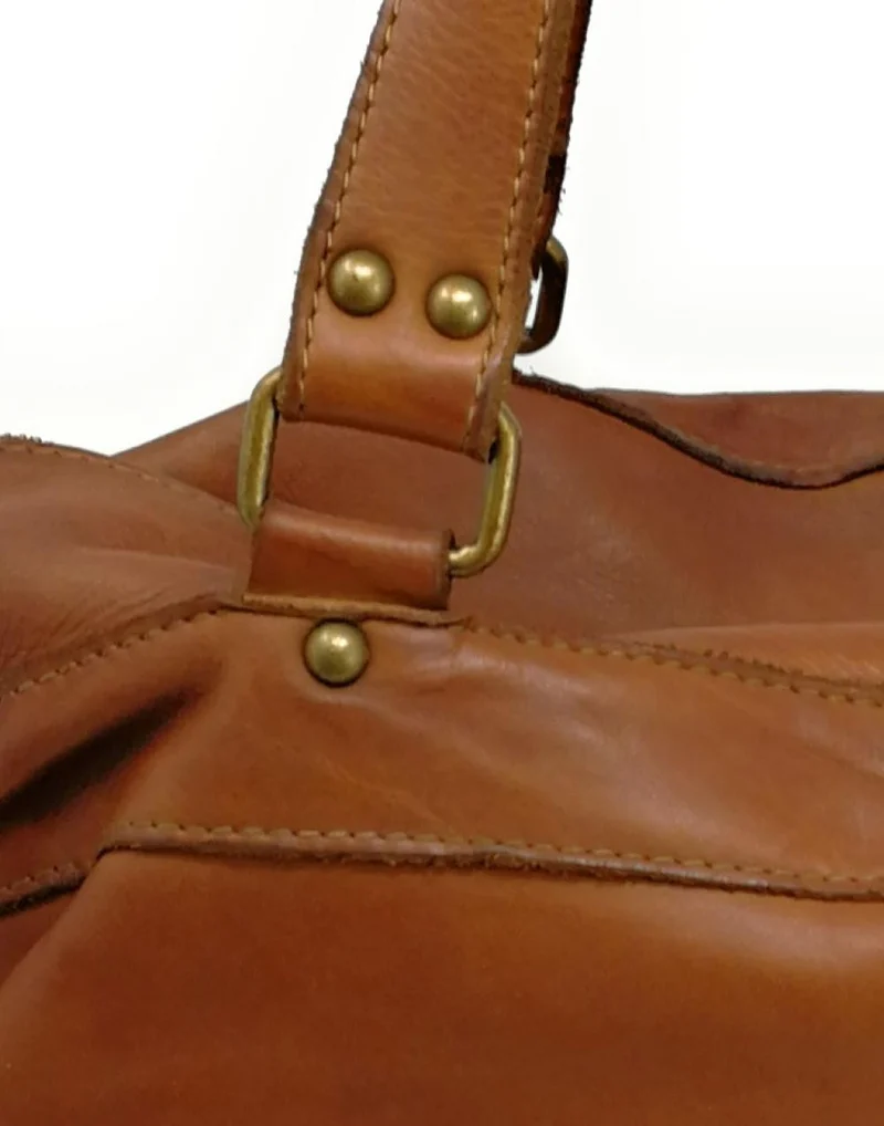 Sac en cuir vintage MISS EUGENIE Cognac