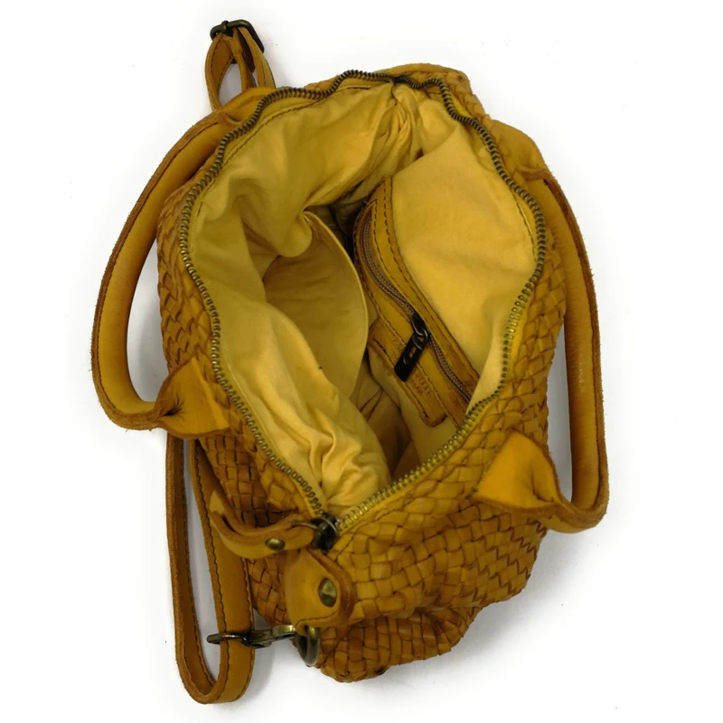 Sac à main en cuir vintage MISS ROSE Jaune tournesol