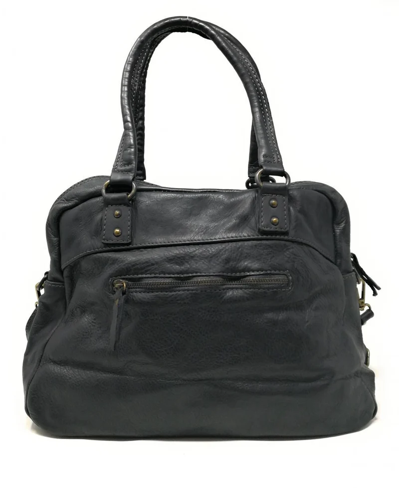 Sac bowling en cuir vintage MISS ERICA Noir