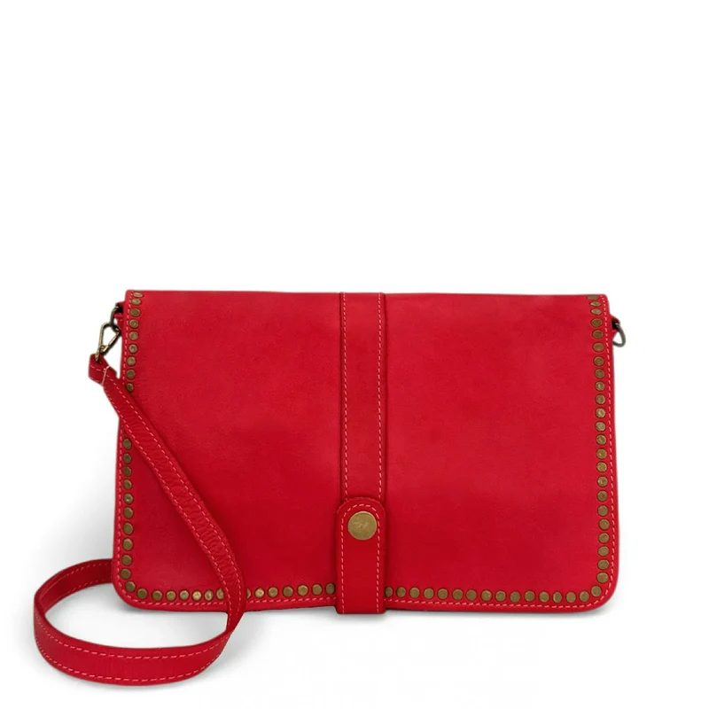 Sac besace à bandoulière en cuir vintage MISS K Rouge garance