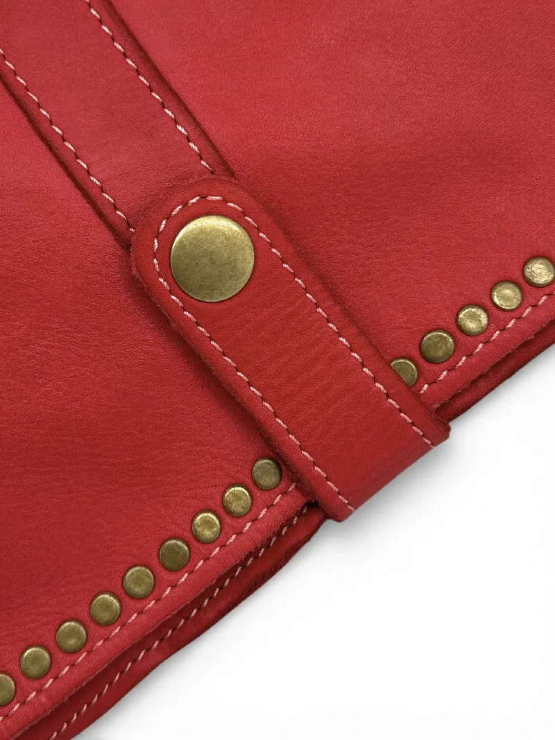Sac besace à bandoulière en cuir vintage MISS K Rouge garance