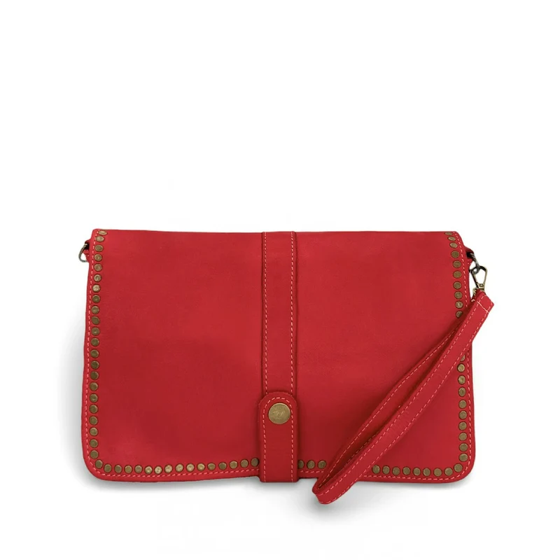 Sac besace à bandoulière en cuir vintage MISS K Rouge garance