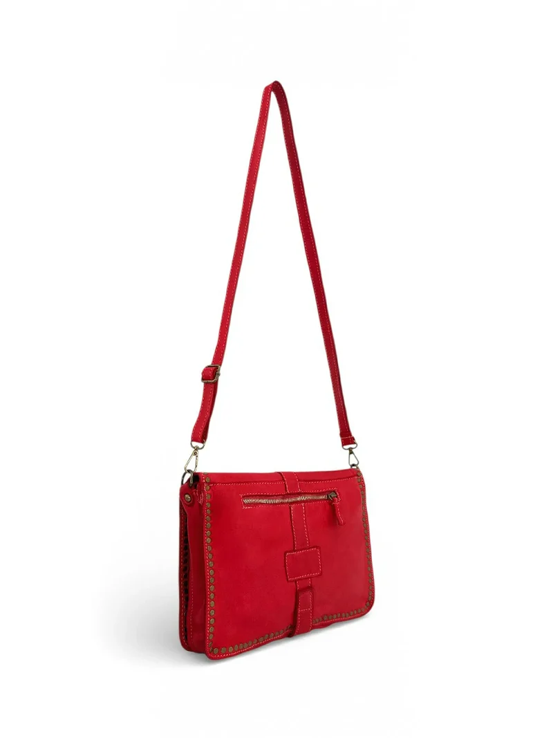 Sac besace à bandoulière en cuir vintage MISS K Rouge garance