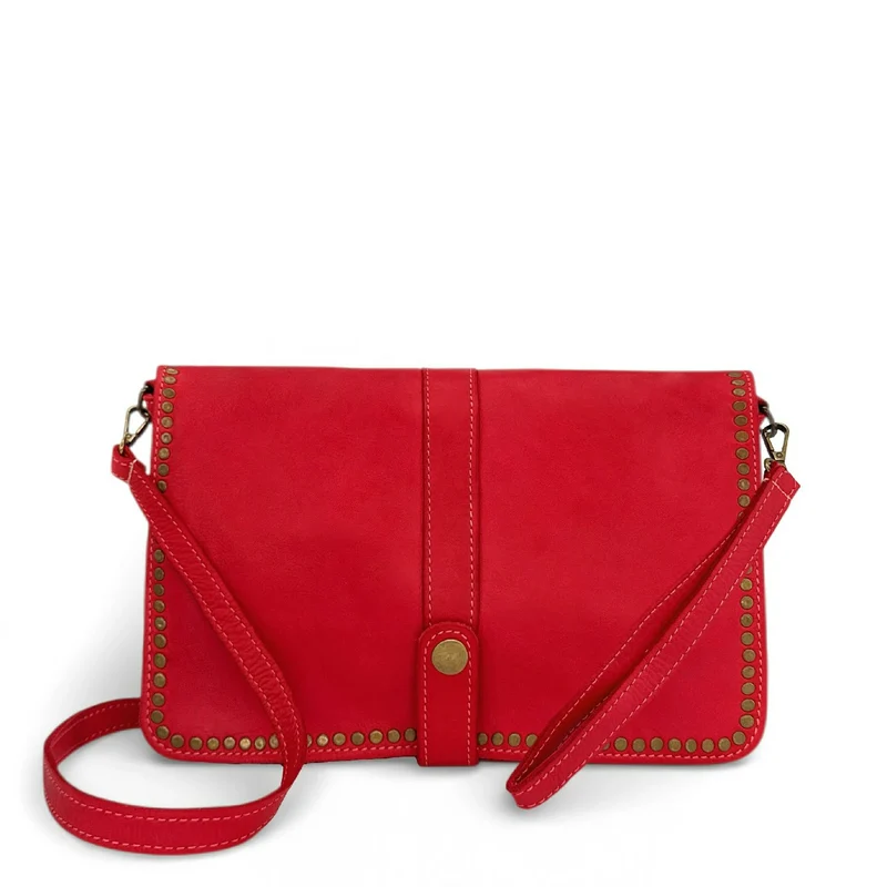 Sac besace à bandoulière en cuir vintage MISS K Rouge garance