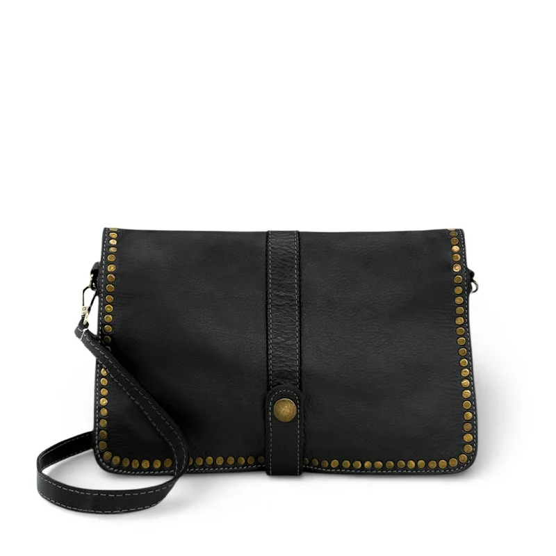 Sac besace à bandoulière en cuir vintage MISS K Noir