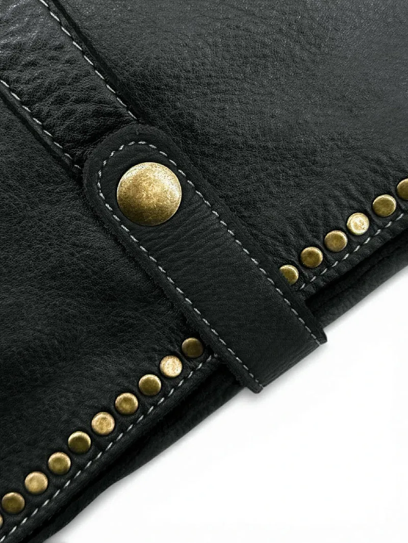 Sac besace à bandoulière en cuir vintage MISS K Noir