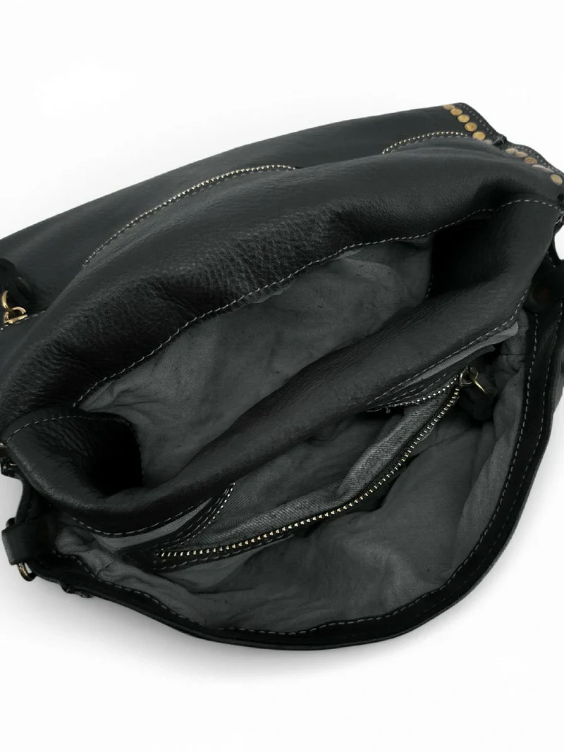 Sac besace à bandoulière en cuir vintage MISS K Noir