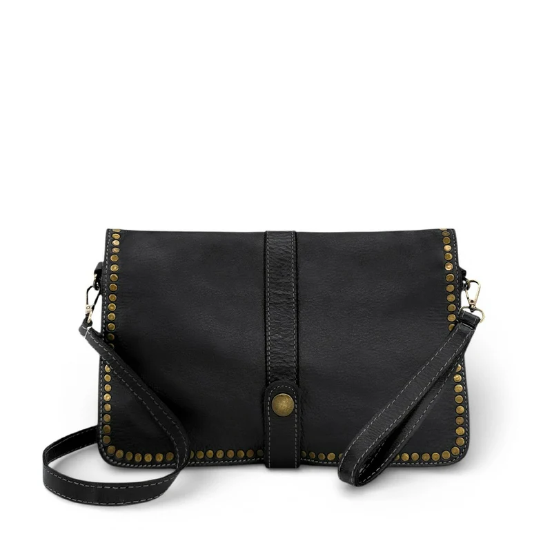 Sac besace à bandoulière en cuir vintage MISS K Noir