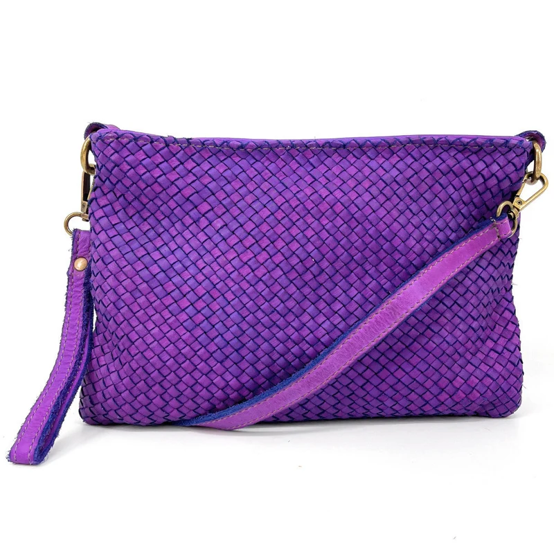 Sac pochette à bandoulière en cuir tressé MISS JOE Violet