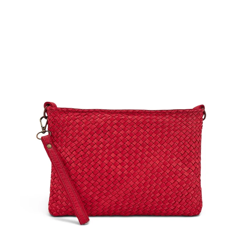 Sac pochette à bandoulière en cuir tressé MISS JOE Rouge garance