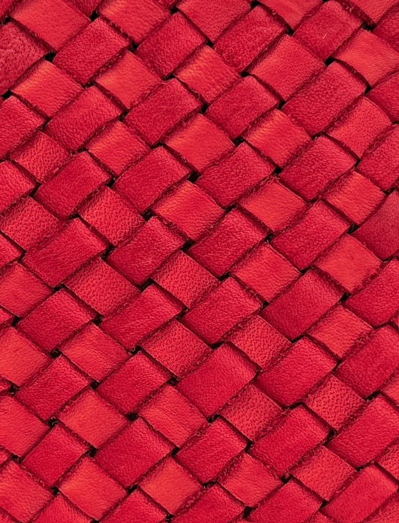 Sac pochette à bandoulière en cuir tressé MISS JOE Rouge garance