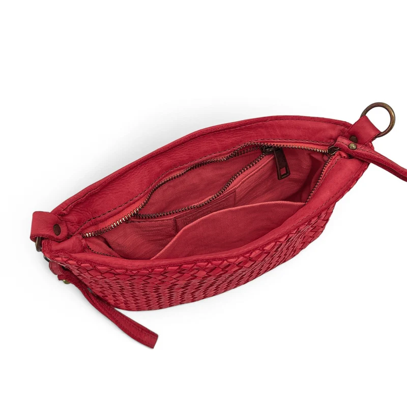 Sac pochette à bandoulière en cuir tressé MISS JOE Rouge garance