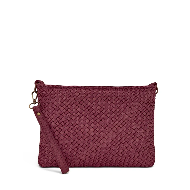 Sac pochette à bandoulière en cuir tressé MISS JOE Prune