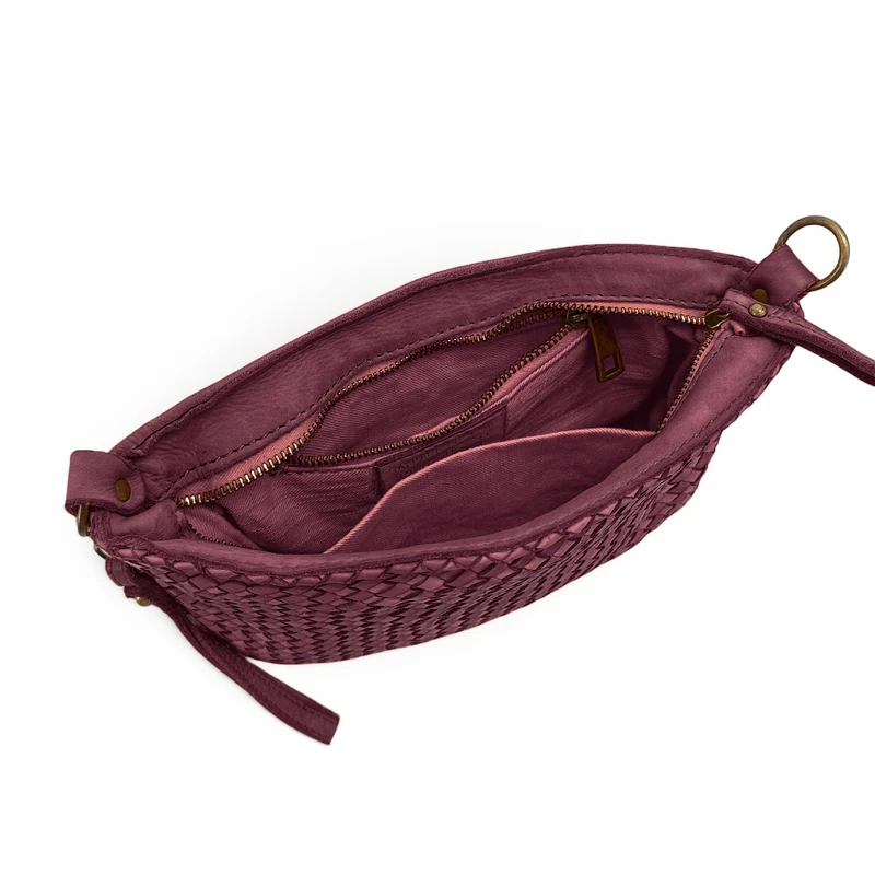 Sac pochette à bandoulière en cuir tressé MISS JOE Prune