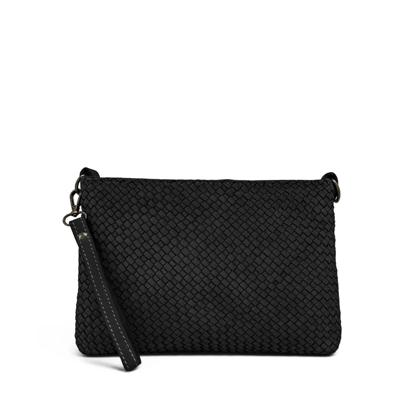Sac pochette à bandoulière en cuir tressé MISS JOE Noir