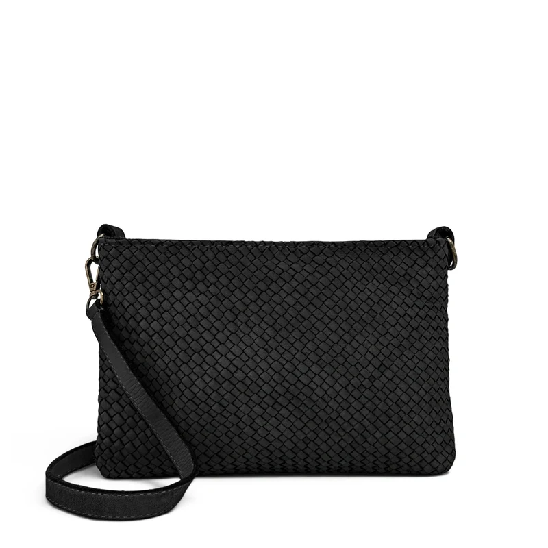 Sac pochette à bandoulière en cuir tressé MISS JOE Noir