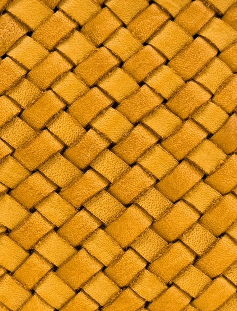 Sac pochette à bandoulière en cuir tressé MISS JOE Jaune Moutarde