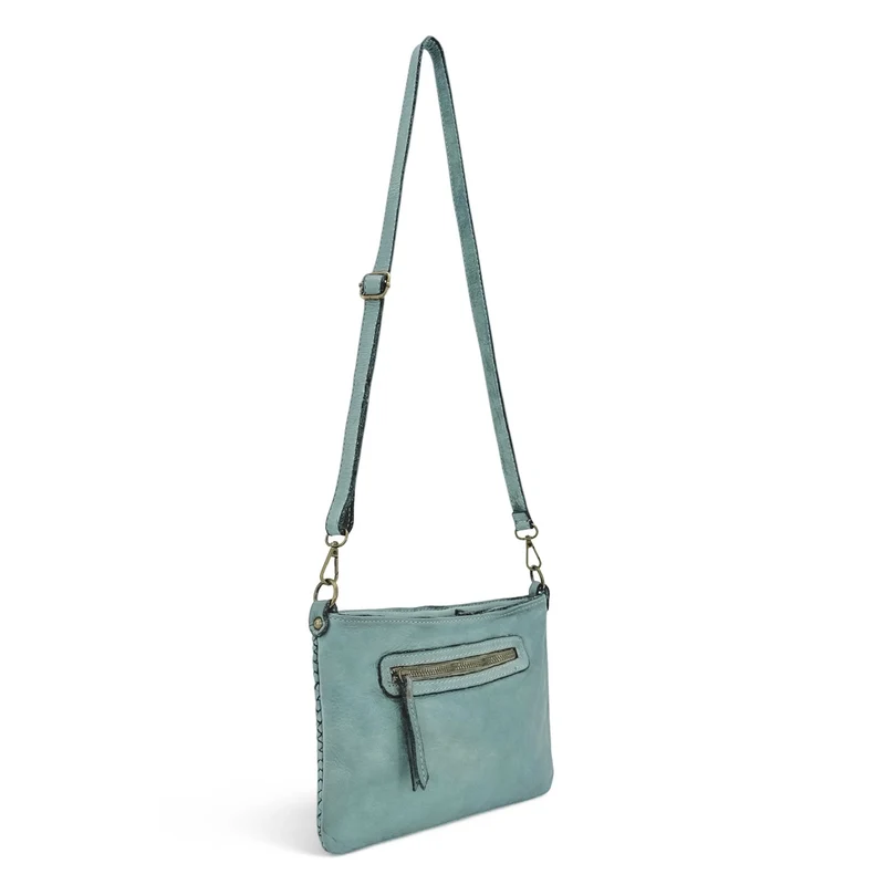 Sac pochette à bandoulière en cuir tressé MISS JOE Bleu pastel