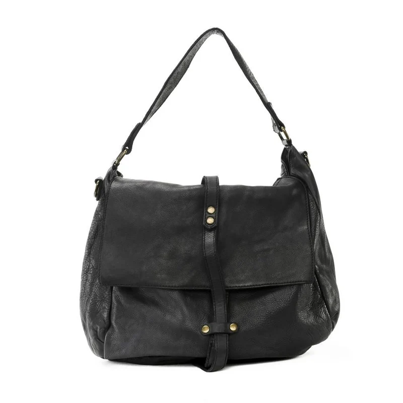 Sac messager en cuir vintage MISS CODY Noir