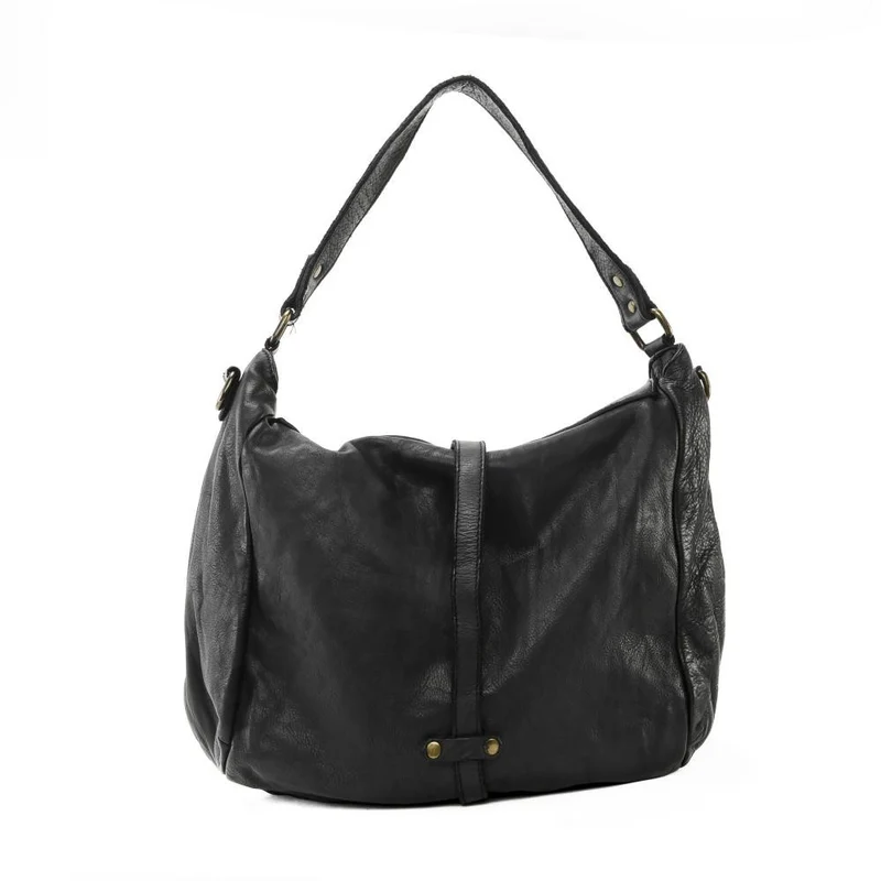 Sac messager en cuir vintage MISS CODY Noir