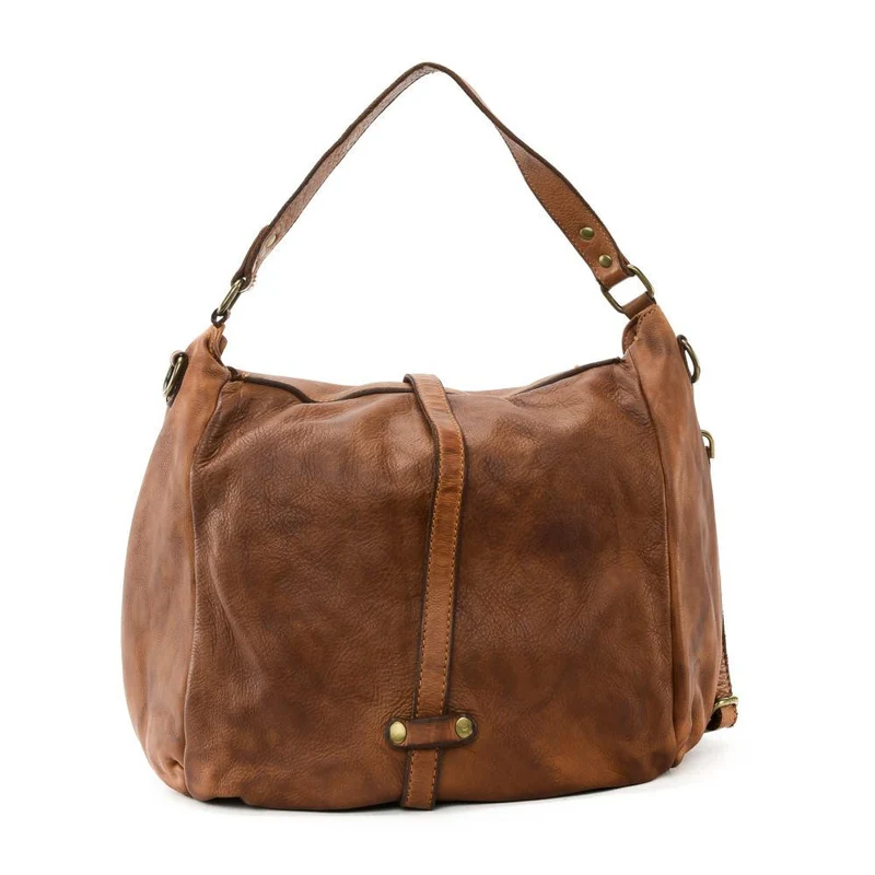 Sac messager en cuir vintage MISS CODY Cognac